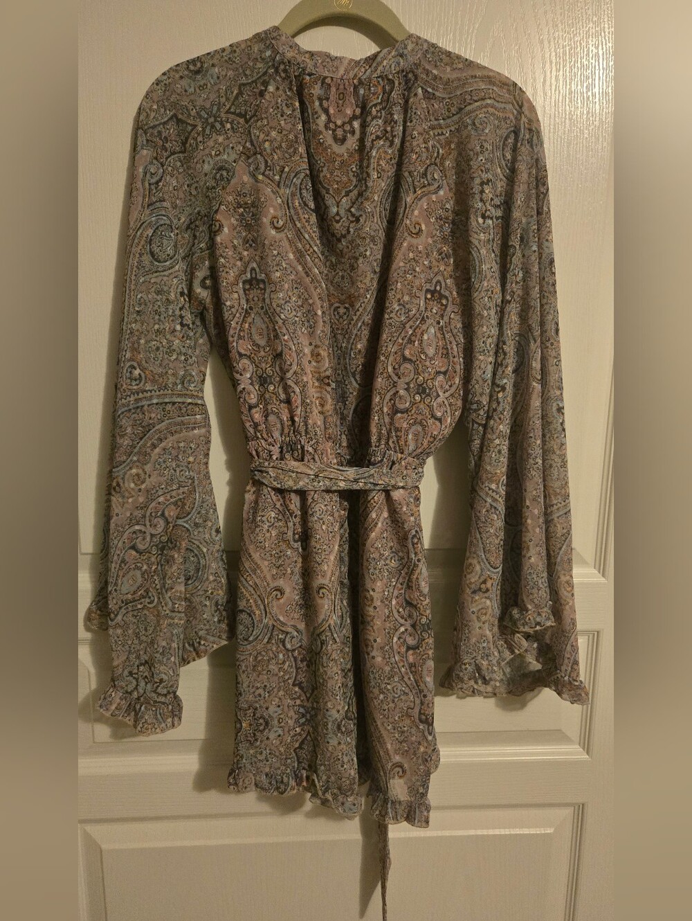 Goodnight Macaroon Brown Paisley Tie-Waist Romper - Picture 2 of 9